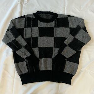checkered distressed sweater